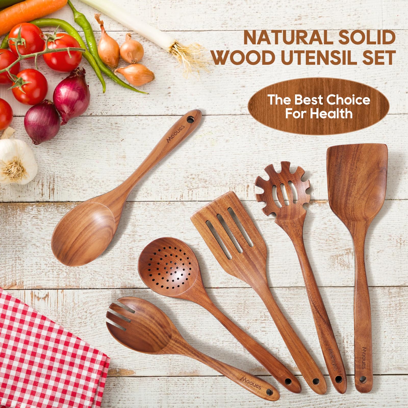 Mooues teak set delivers durable, long-lasting kitchen tools.