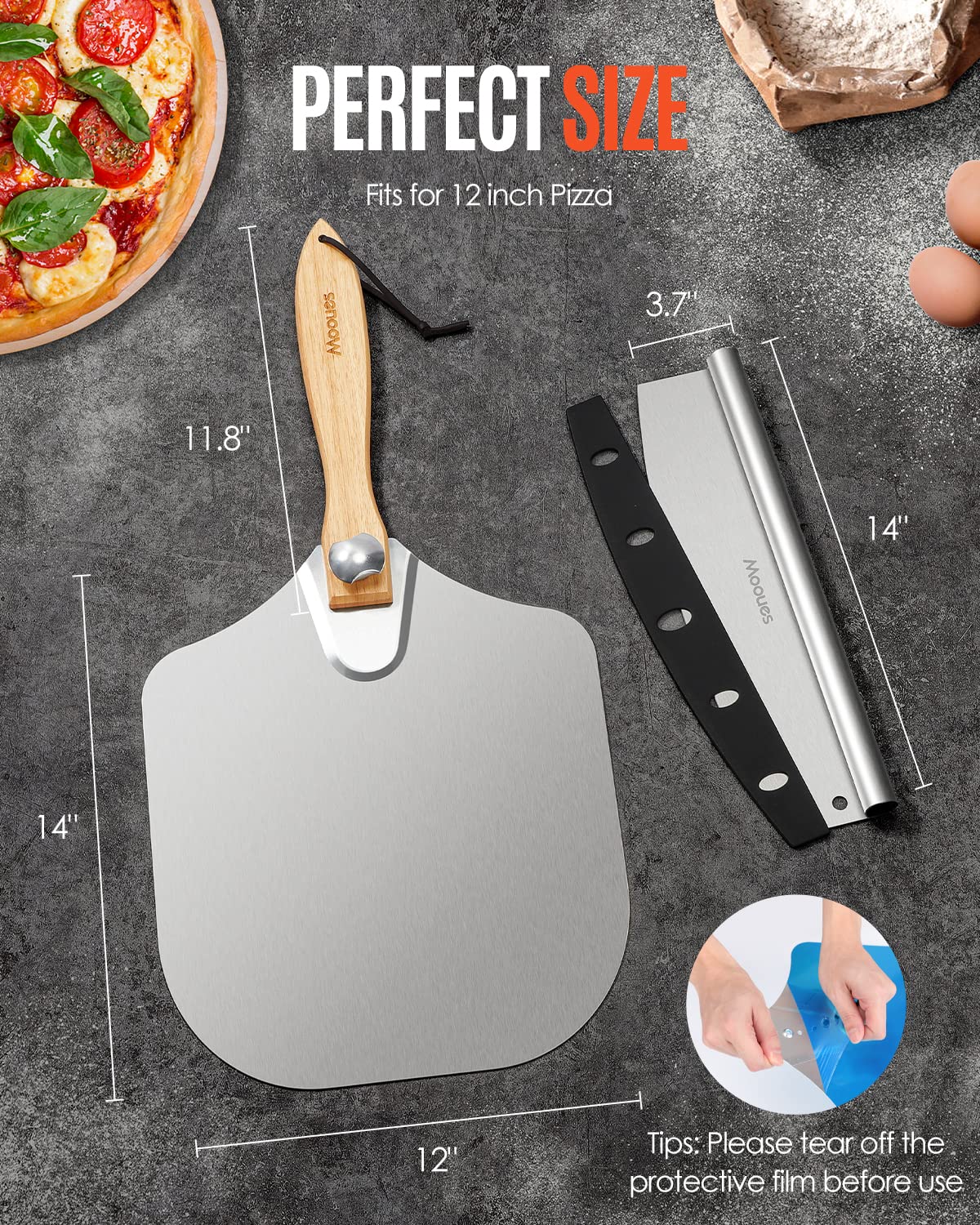 Mooues pizza peel in gift-ready packaging for easy gifting.