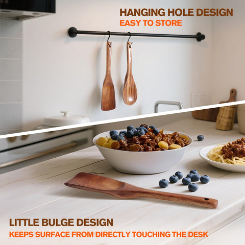 Mooues heat-resistant teak wood handles high-heat cooking up to 500°F.