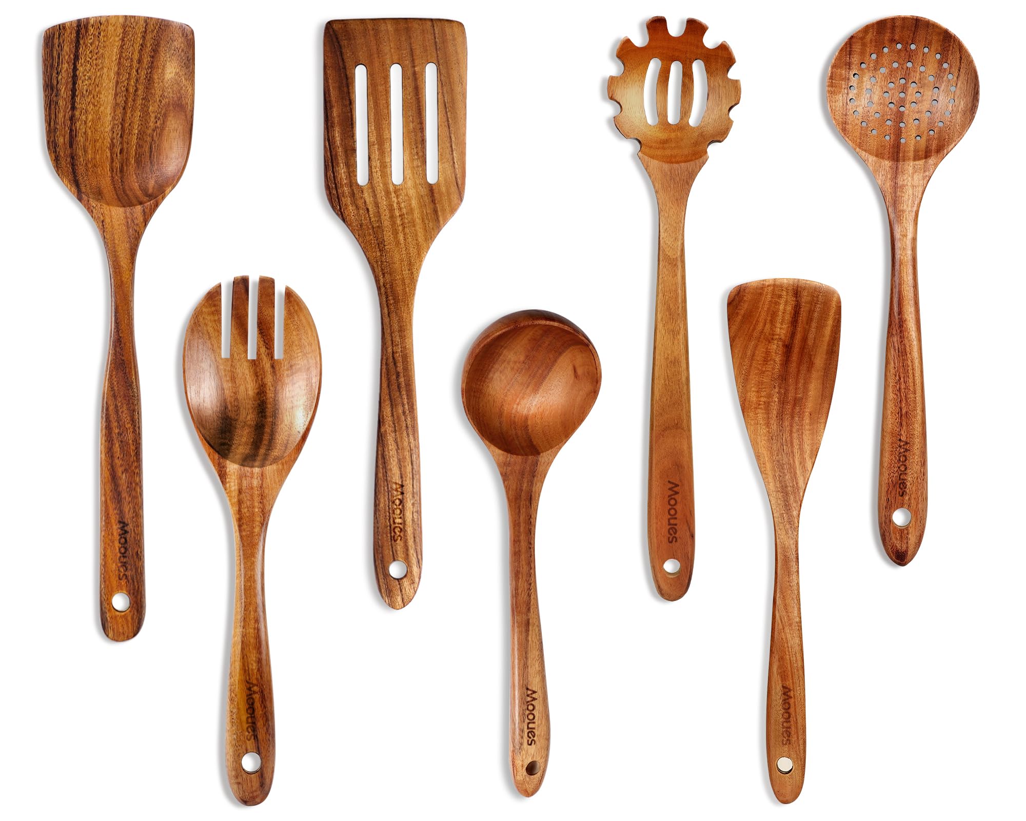 Mooues teak kitchen utensils 7pc set for reliable daily cooking.