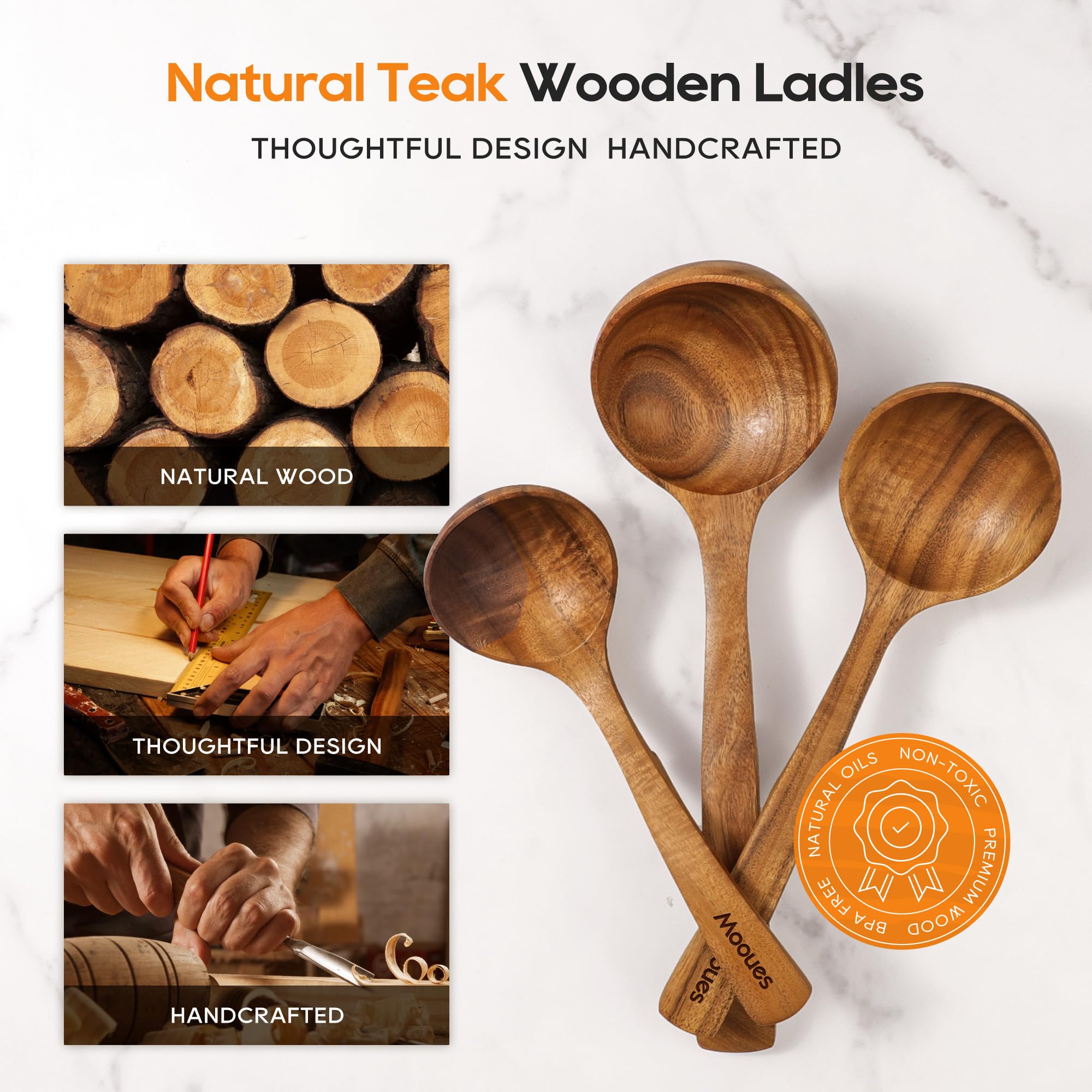 Mooues teak utensils are easy to clean and gentle on nonstick cookware