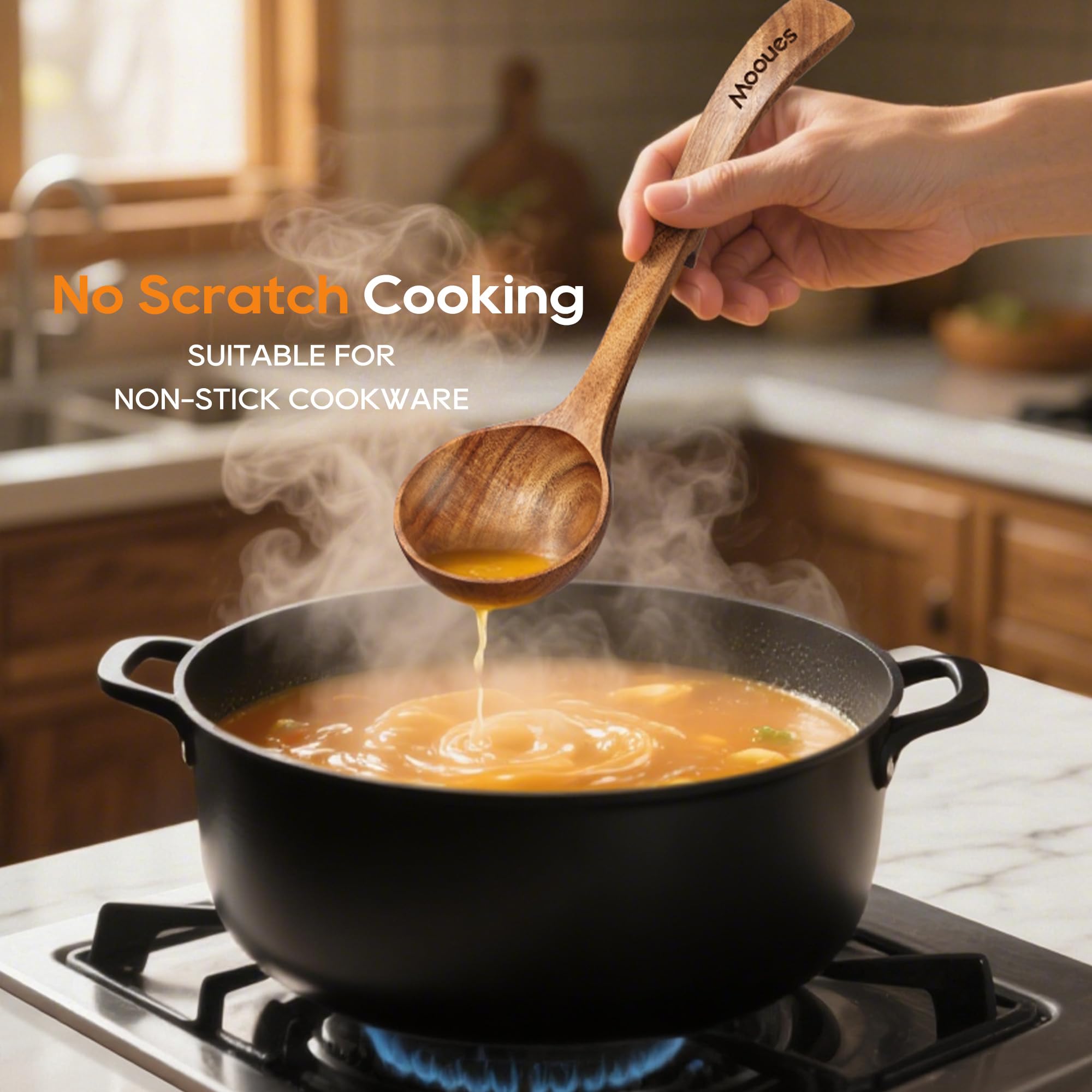 Mooues teak wood grain details highlight natural finish and durability