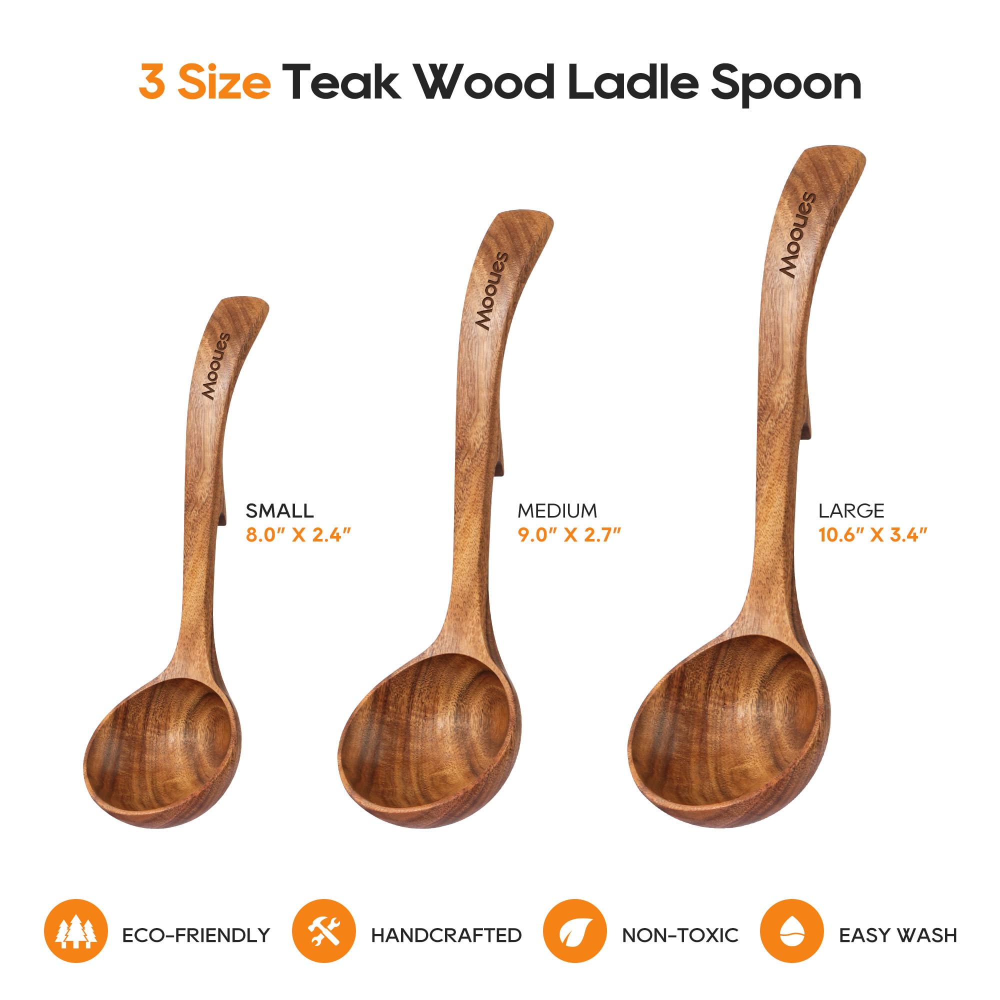 Mooues craftsmanship showcases whole-teak wood with smooth finish and durable feel