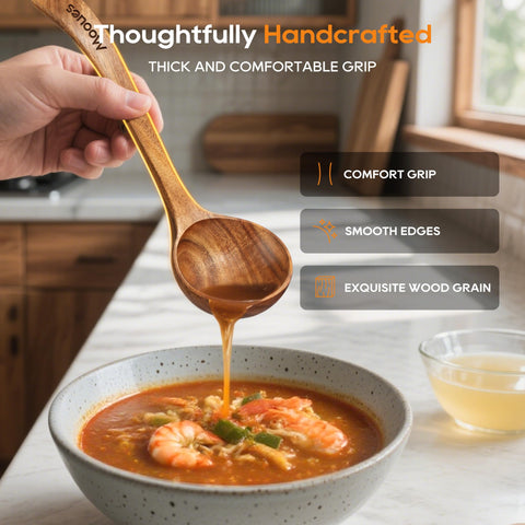 Mooues 3-piece teak spoon set ideal for mixing, tasting, and serving