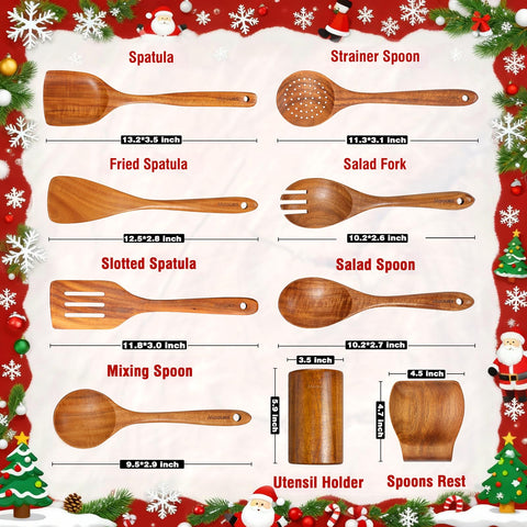 Mooues wooden utensils in holder for easy reach during cooking