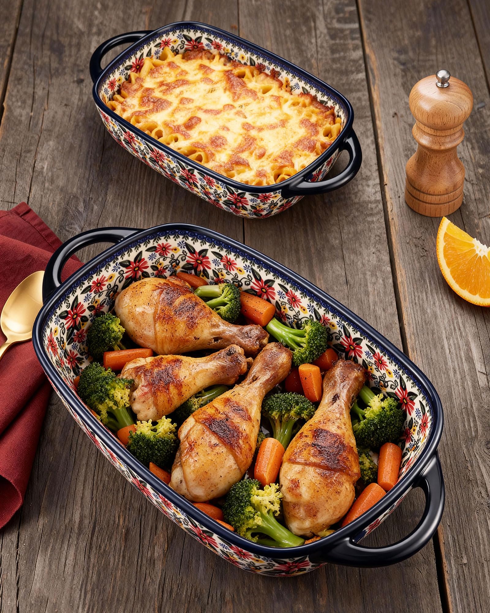 Moqidadii casserole dishes with built-in handles enable safe oven-to-table transfers