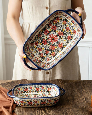 Moqidadii casserole small dish with floral pattern, perfect for dips and mini bakes