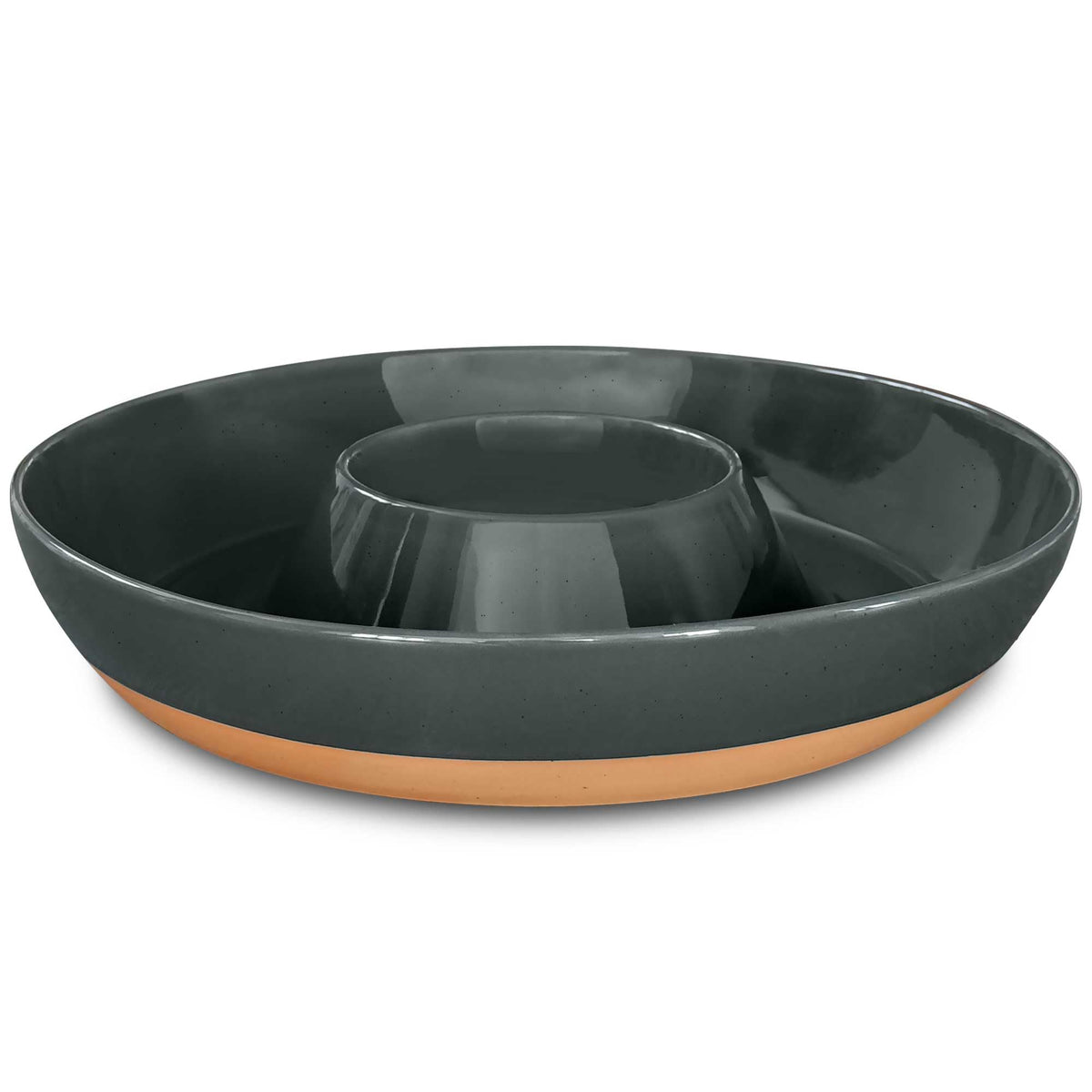 Mora ceramic chips dip tray charcoal with built in dip bowl for easy entertaining