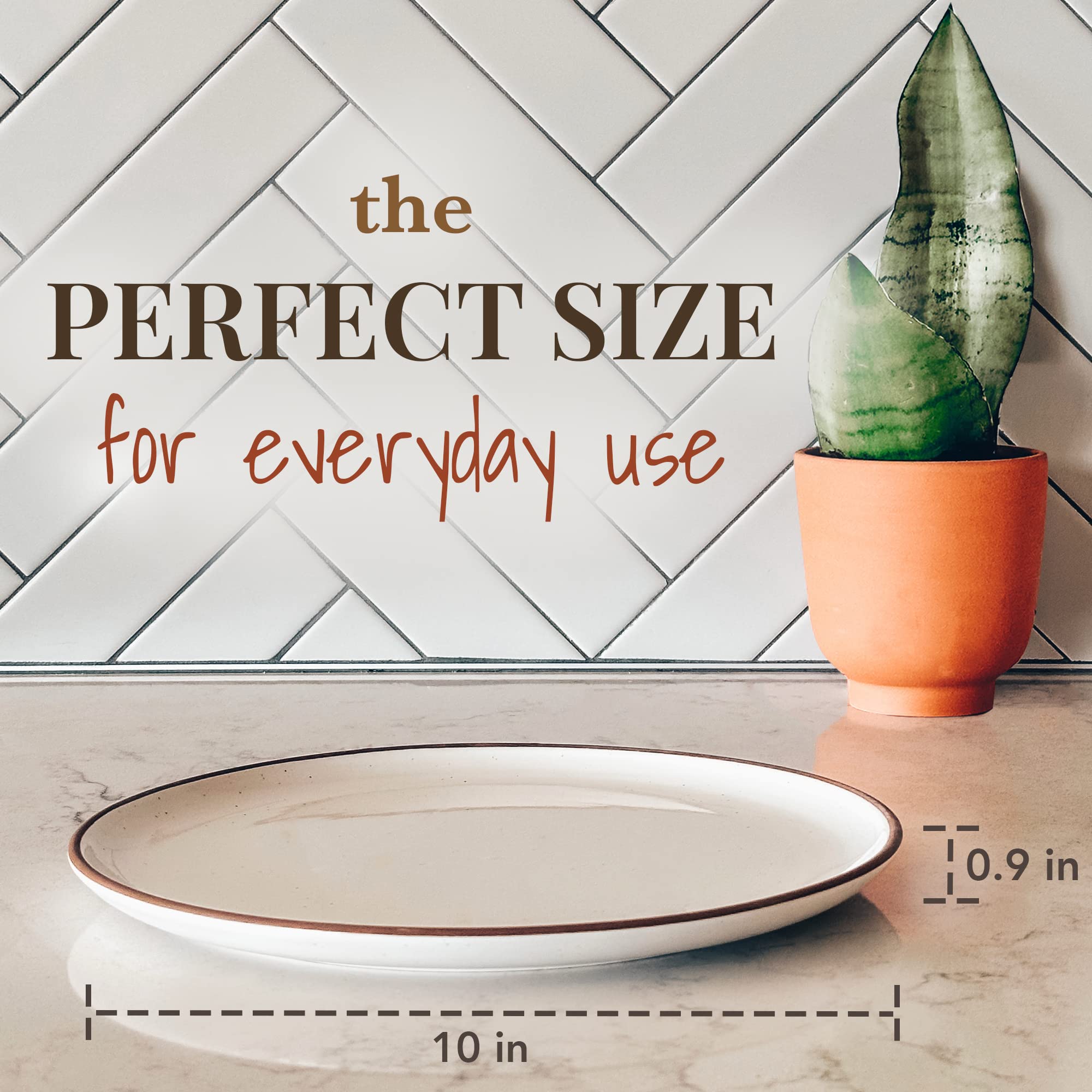 MORA ceramic dinner plate 6-pack nesting view highlights stackable design for compact kitchen storage.