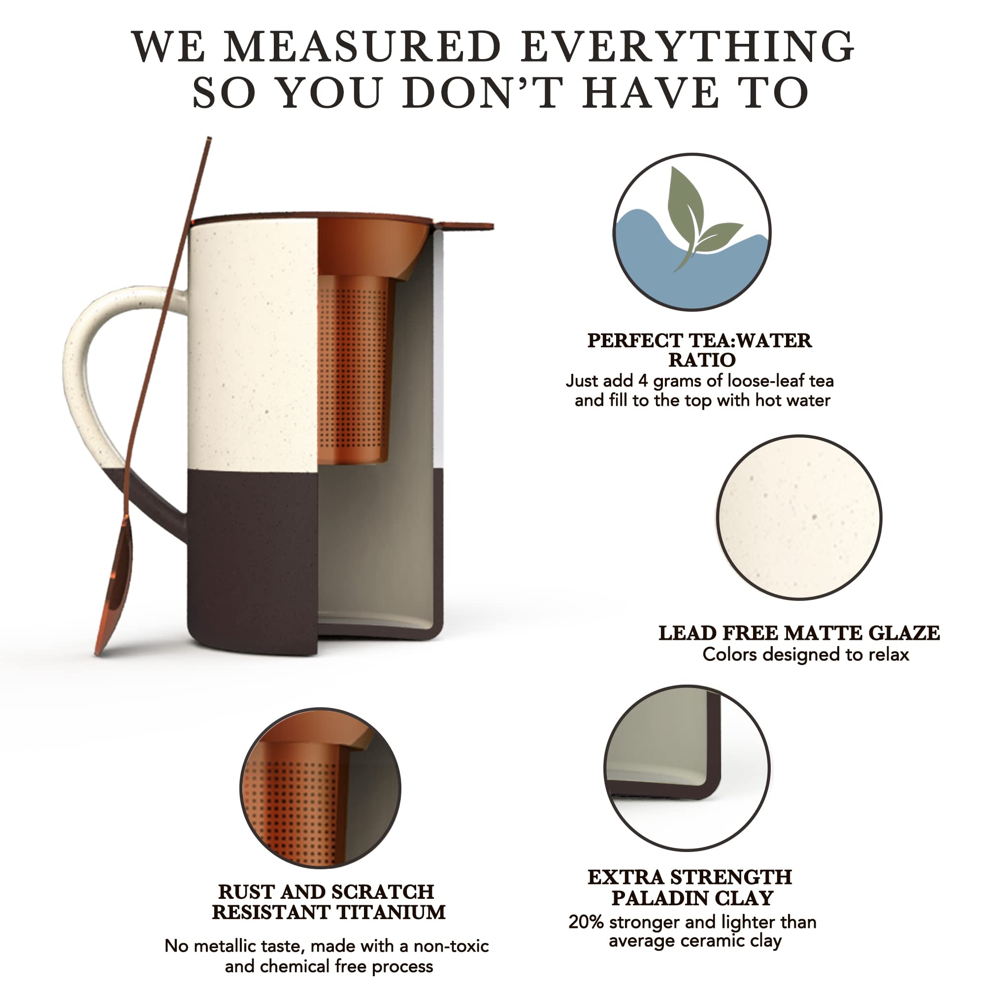 MORA Ceramics tea cup lid acting as a coaster to rest infuser