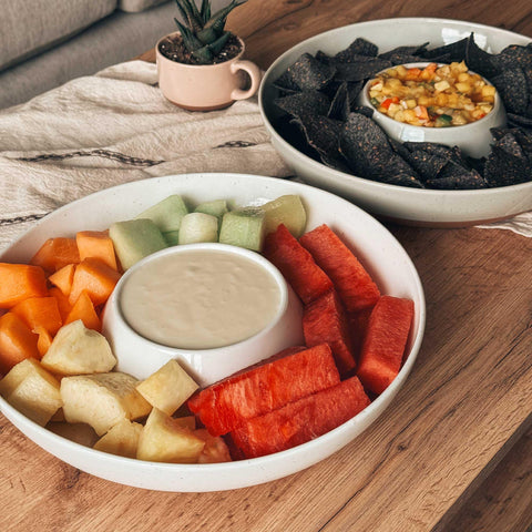 MORA microwave, dishwasher, and oven-safe ceramic bowl for easy hosting cleanup.