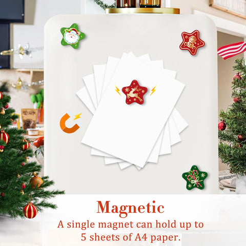 MorcART magnets shown in classroom or office use on whiteboards and cabinets.