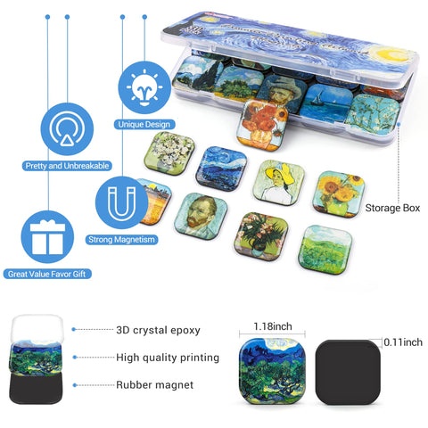 MORCART Van Gogh magnets on locker or whiteboard brighten spaces while holding notes