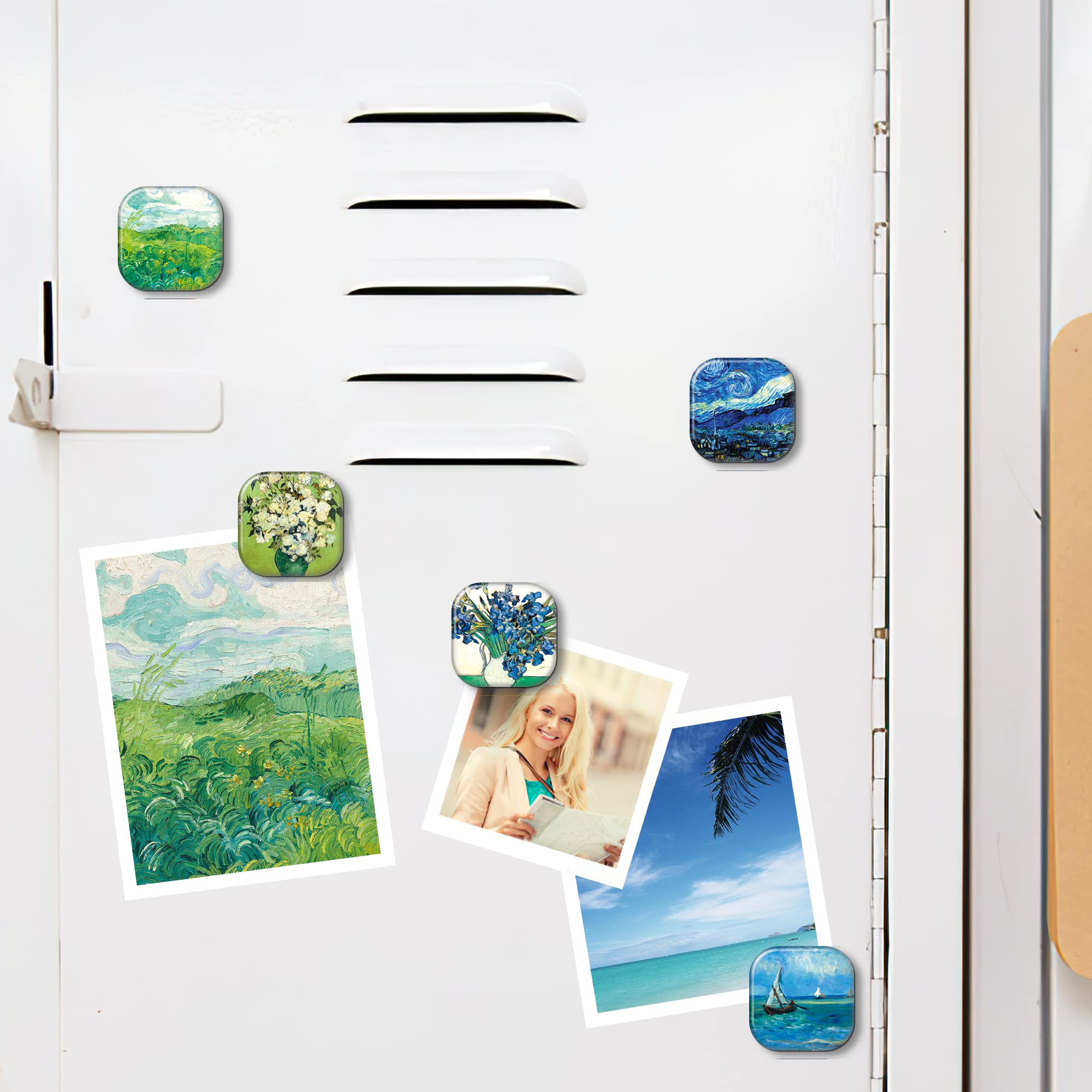 MORCART Van Gogh magnets securely hold papers on metallic surfaces