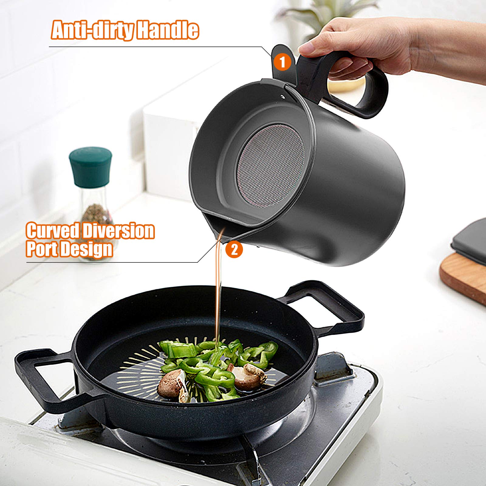 MORDEN MS bacon grease container curved spout for smooth pouring