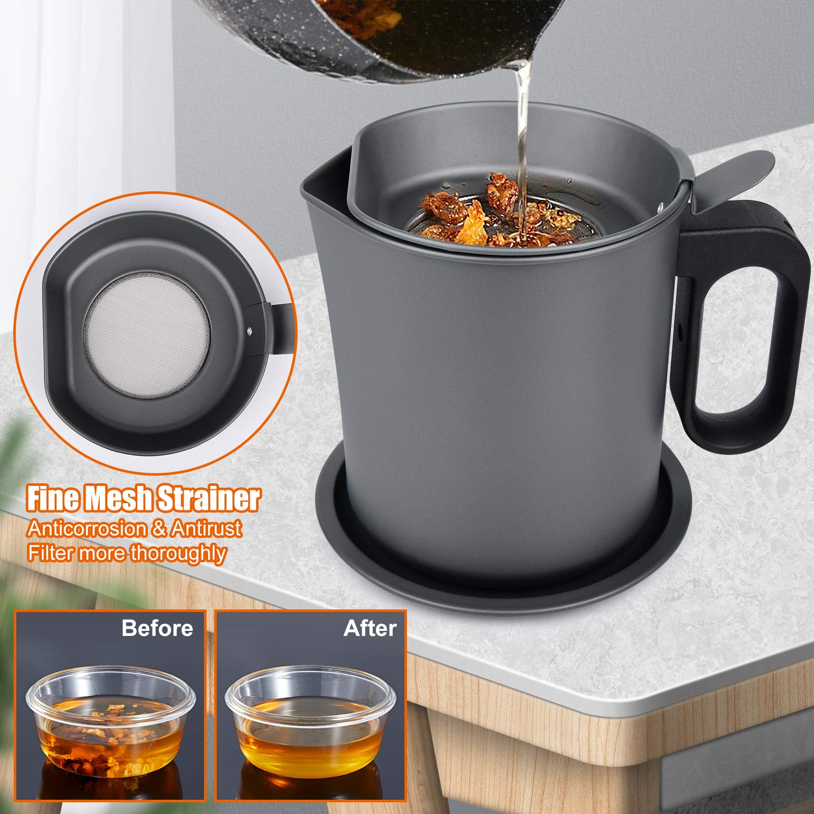 MORDEN MS bacon grease container with dust-proof lid to keep contents clean