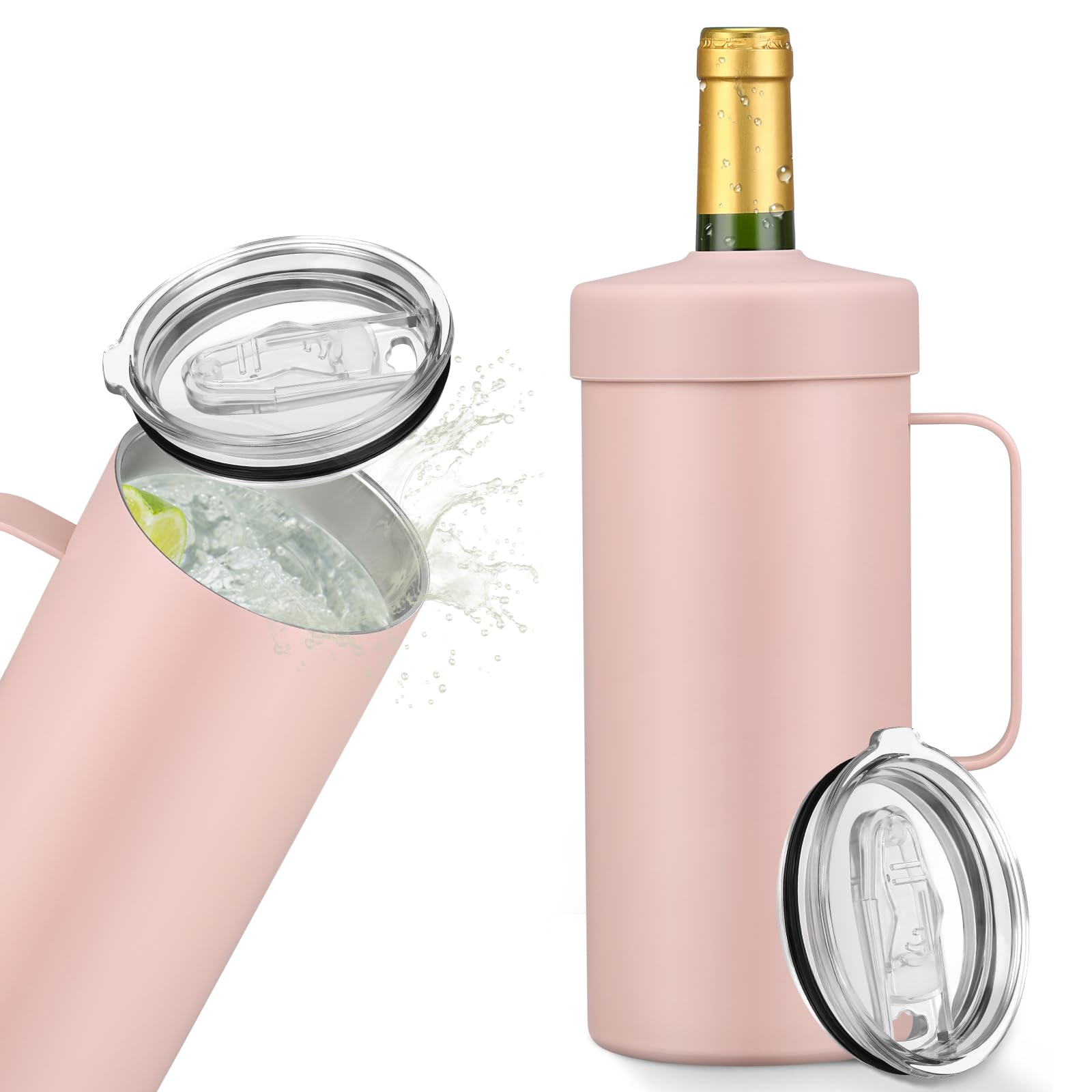MoreFeel wine bottle chiller with handle keeps your bottle cold on the table.