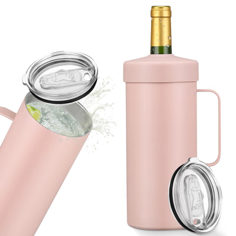 MoreFeel wine bottle chiller with handle keeps your bottle cold on the table.