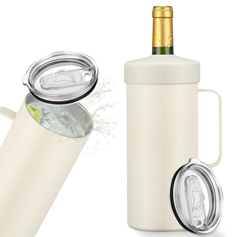 MoreFeel wine bottle chiller with handle keeps bottles cold and portable for parties