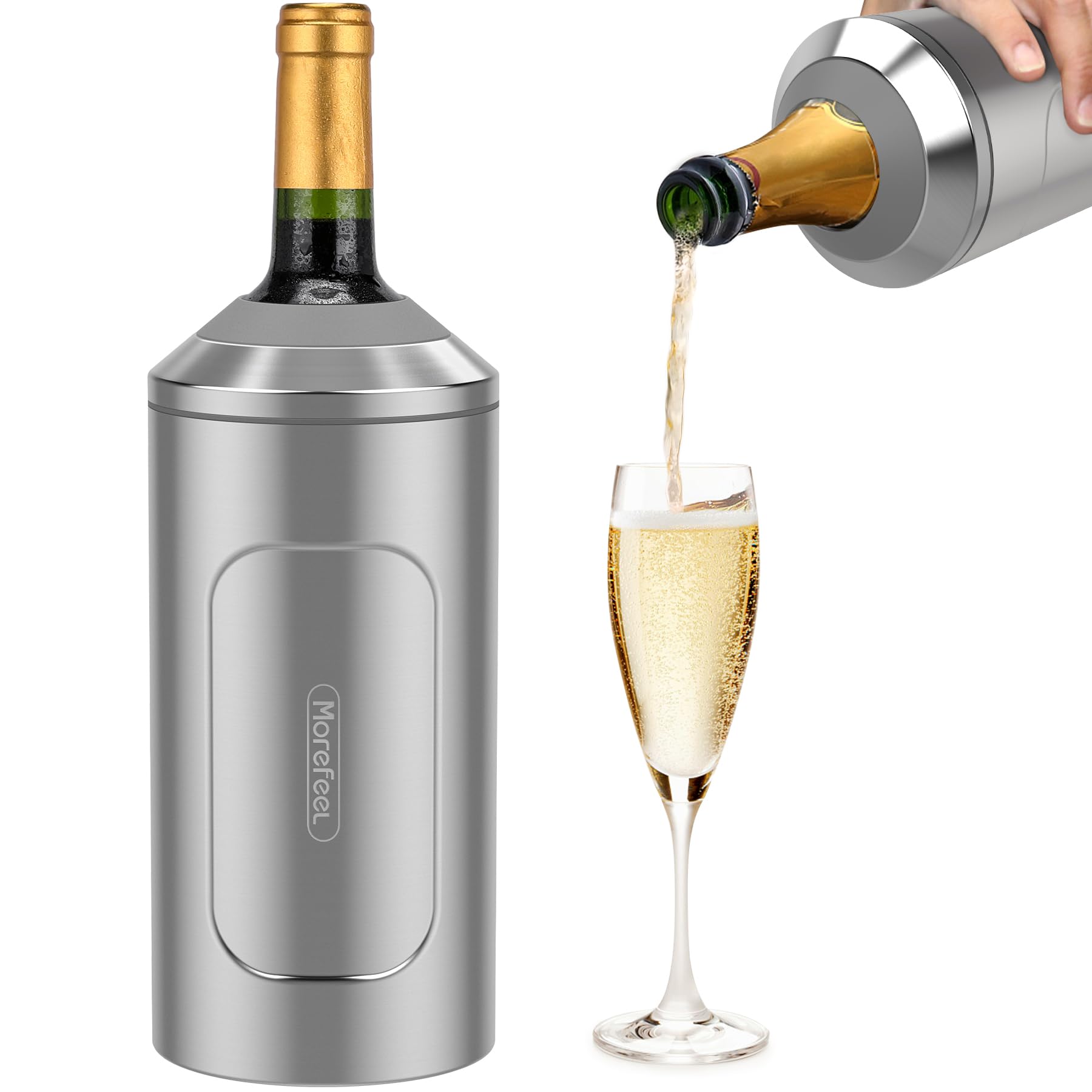 MoreFeel wine chiller bottle-insert keeps bottle cool for easy serving
