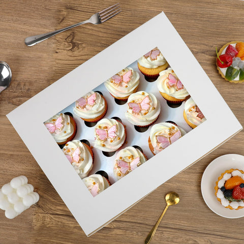 Moretoes cupcake box shows clear window for quick content preview