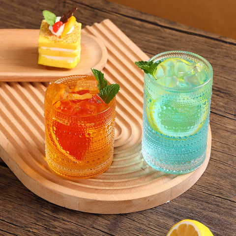 Moretoes multipurpose glasses suitable for soda, juice, and cocktails.
