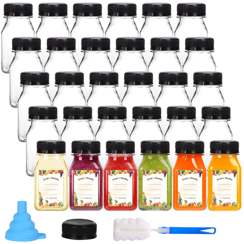 Moretoes juice bottles with caps 4oz: leak-proof travel containers for juices and smoothies.