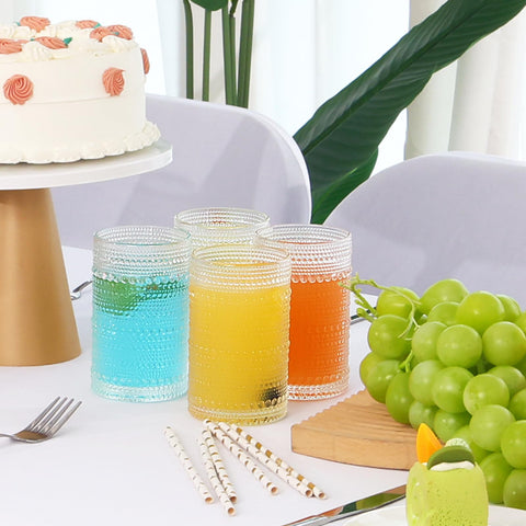 Moretoes vintage-inspired glassware enhances table setting and ambiance.