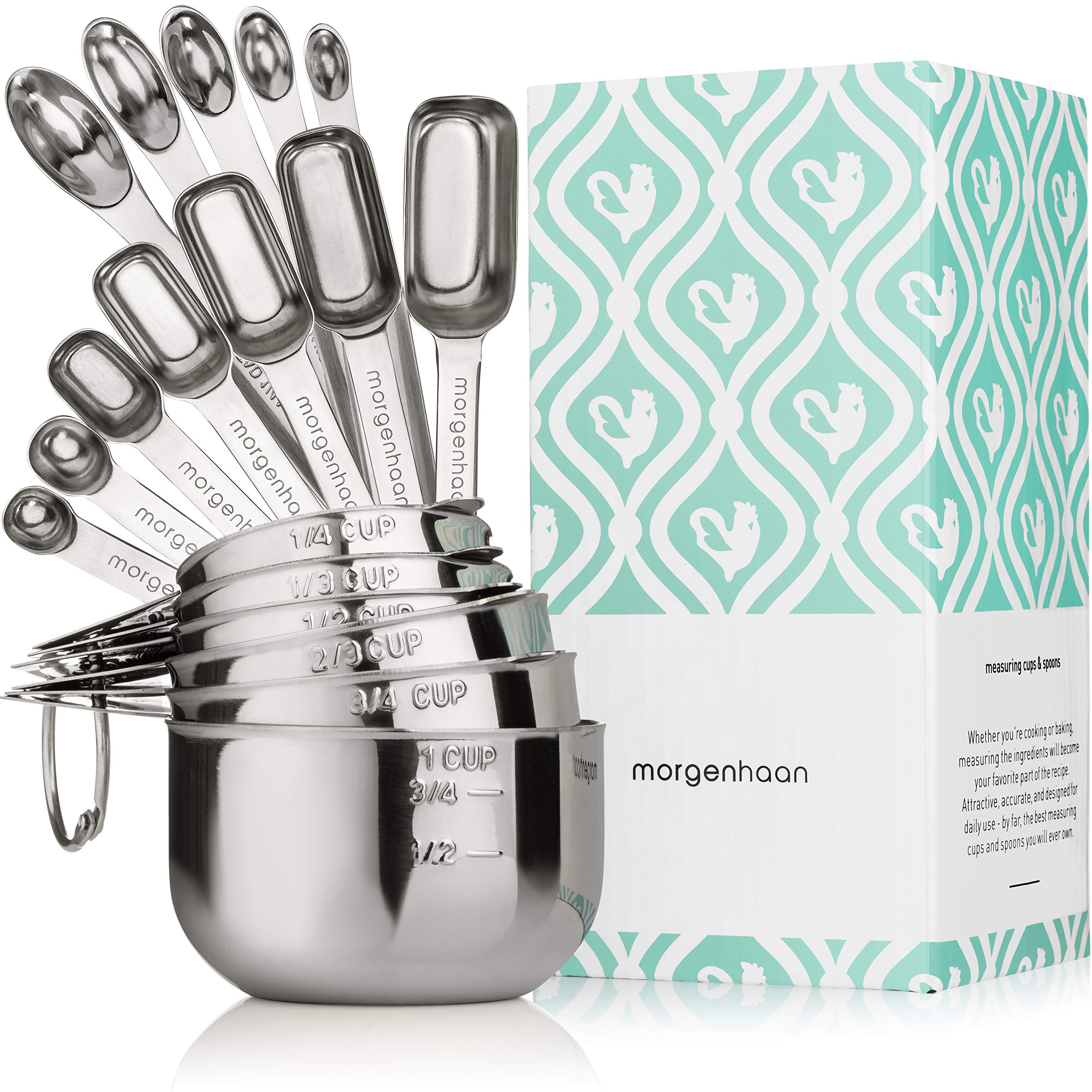 Morgenhaan heavy-duty measuring cups stacked for space-saving storage