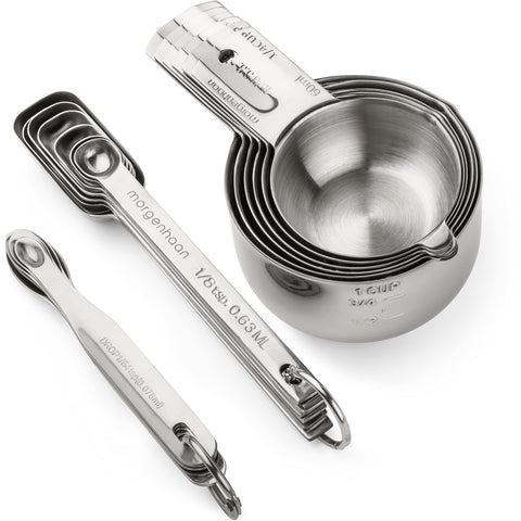 Morgenhaan long narrow spoons reaching into a spice jar