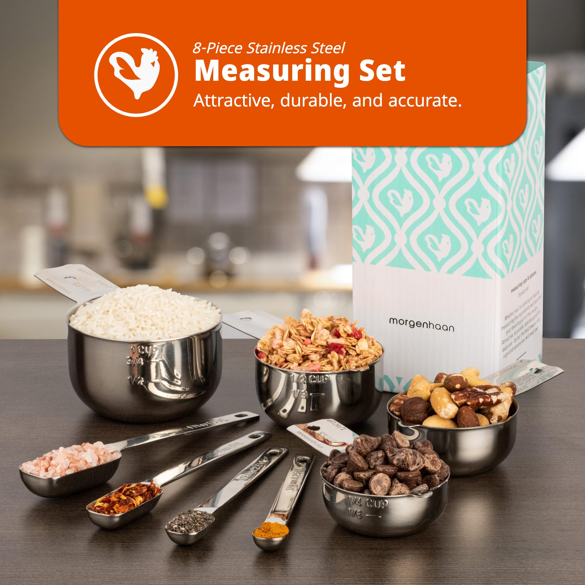 Morgenhaan measuring kit flat-base stability prevents spills during pouring