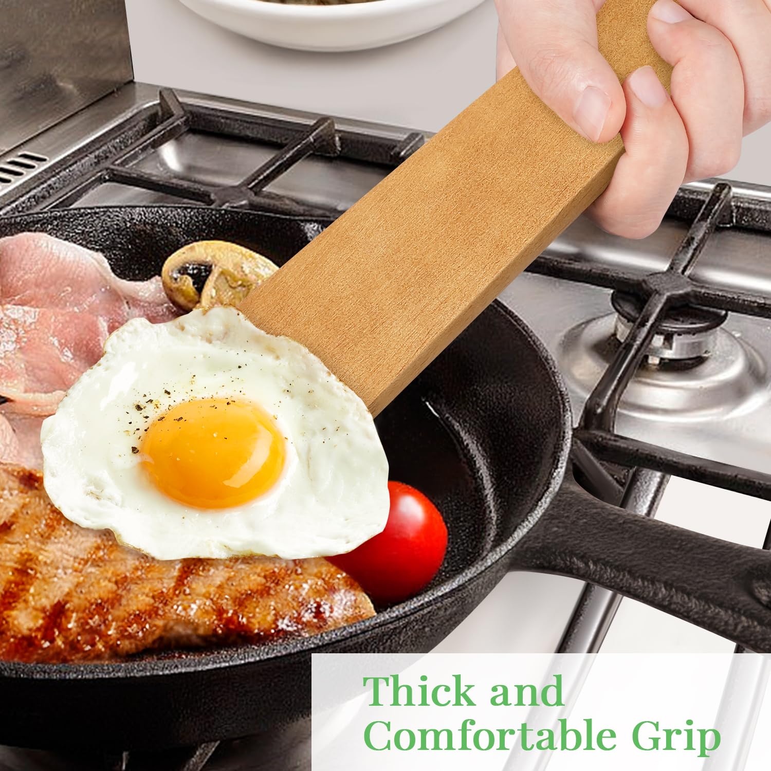 MORGLES acacia wood cooking spoons protect cookware from scratches