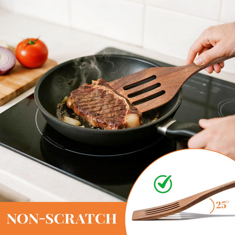 MORGLES wood scraper for delicate eggs, pancakes, and omelets with a smooth finish.