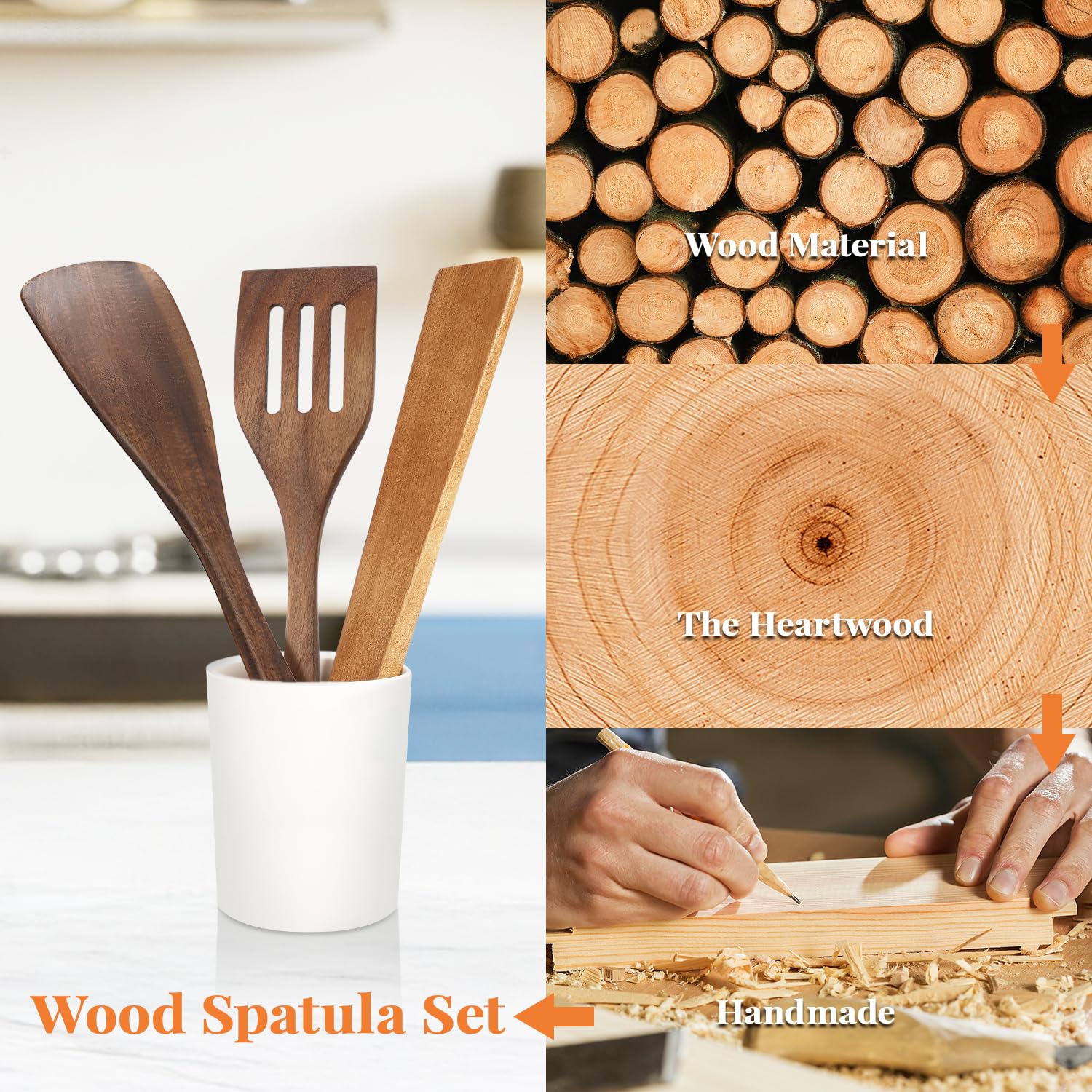 MORGLES wooden spatula in pan demonstrates steady flipping and even contact.