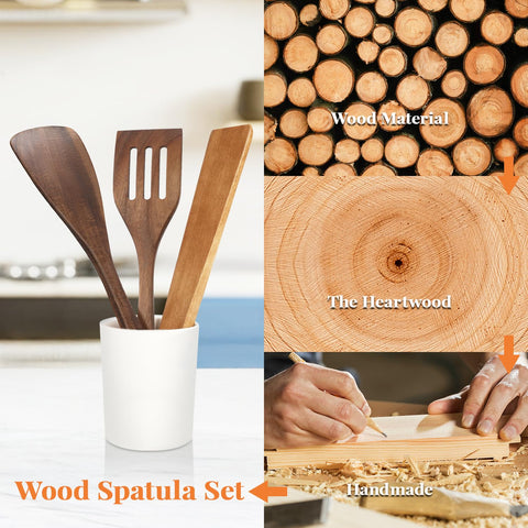 MORGLES wooden spatula in pan demonstrates steady flipping and even contact.