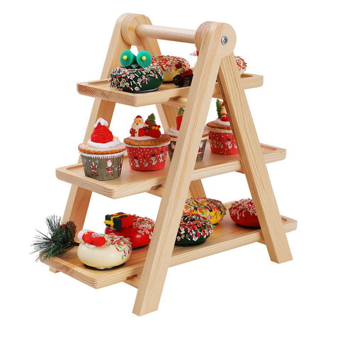 Moriteck 3-tier stand top view with extra-wide shelves for desserts