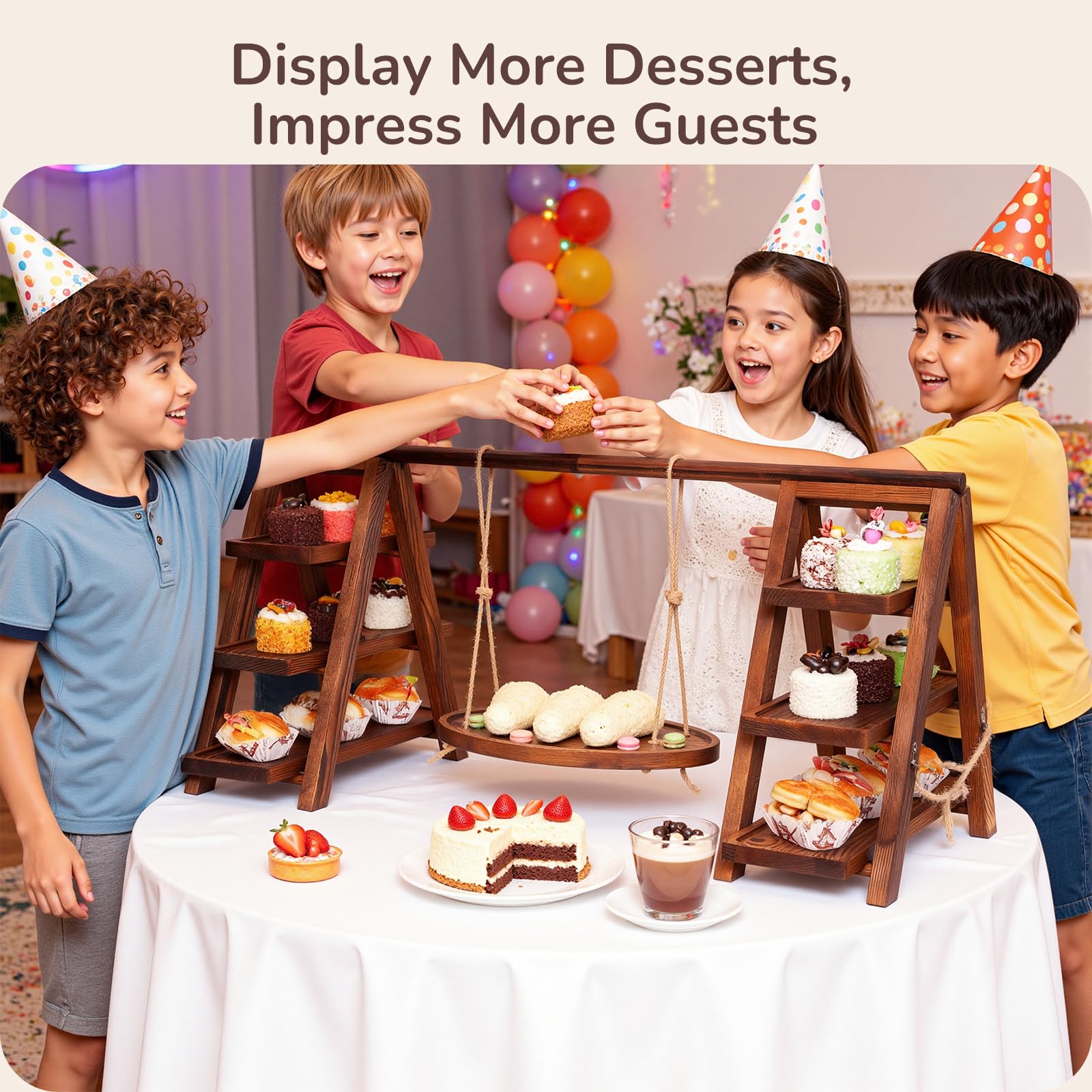 MORITECK anti-slip feet keep desserts secure on surfaces