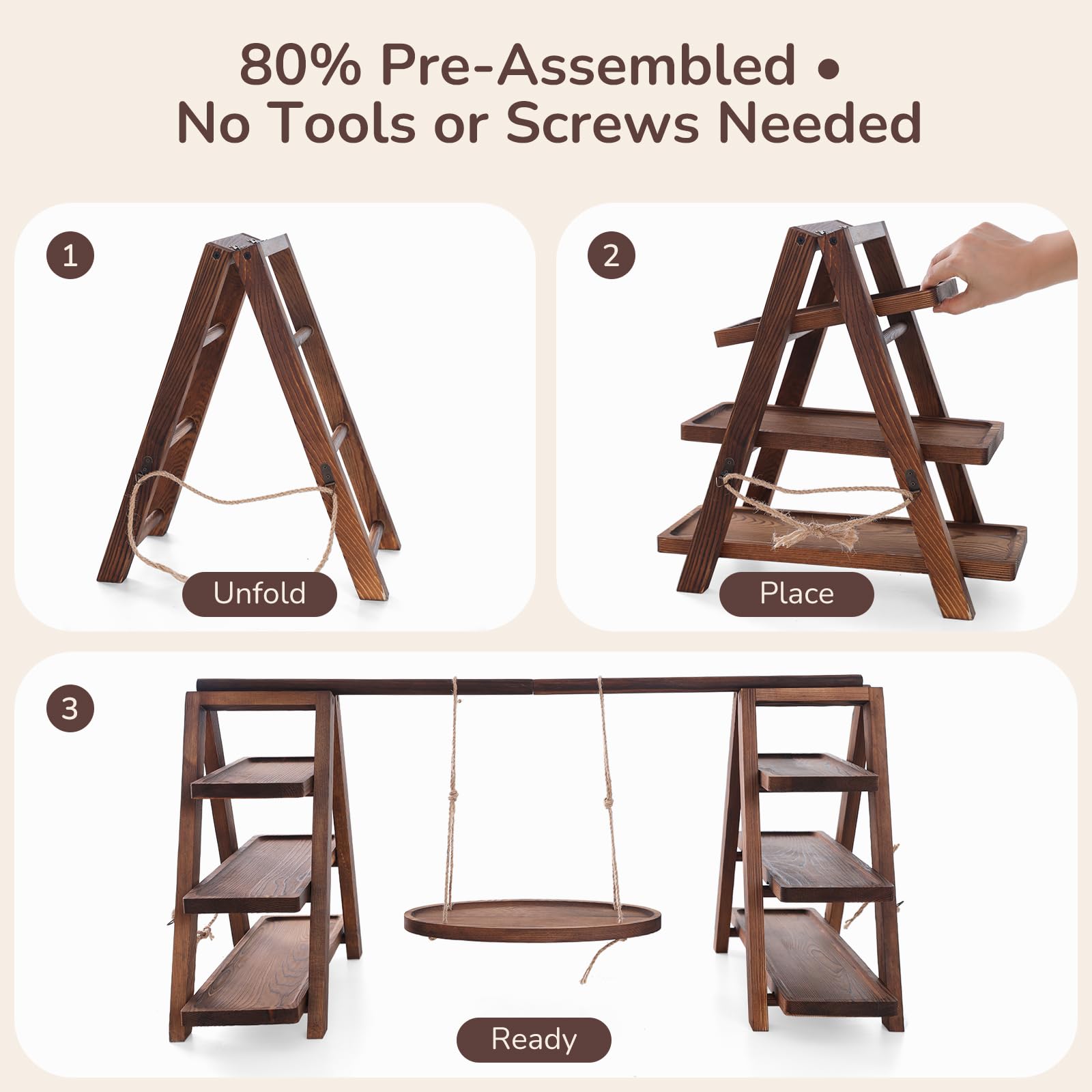 MORITECK sturdy pine construction elevates dessert presentation