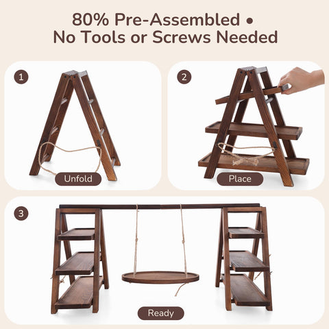 MORITECK sturdy pine construction elevates dessert presentation
