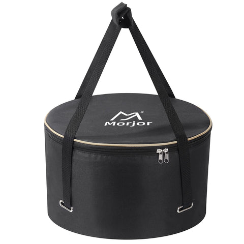 Morjor Dutch Oven Bag with crossed straps secures 10-12 inch pots during transport