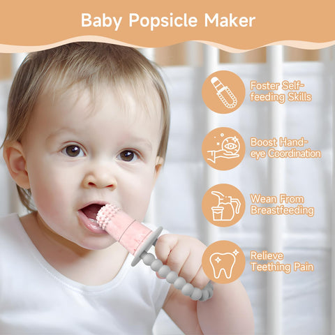 Morlike Baby Tiny Pops mold handle-teether in use for teething relief