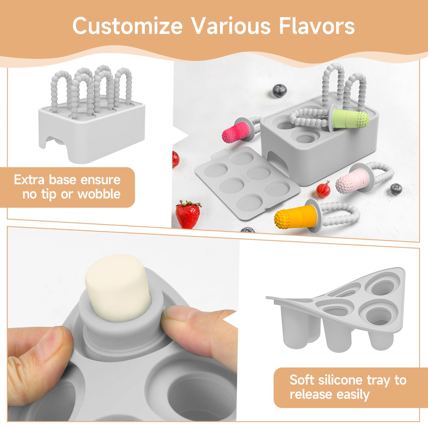 Morlike Baby Tiny Pops two-line design for pops and ice cubes
