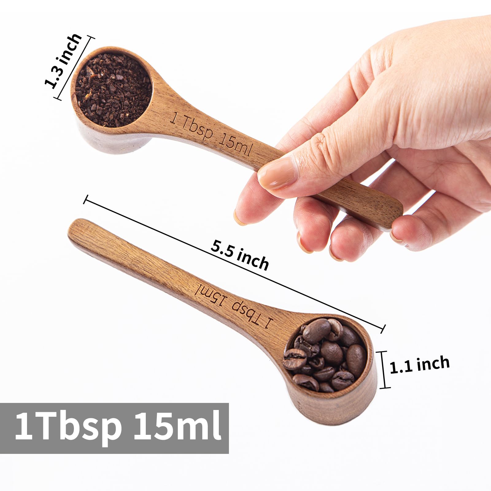 MornHalo acacia wood scoop for jars keeps contents fresh and ready to measure