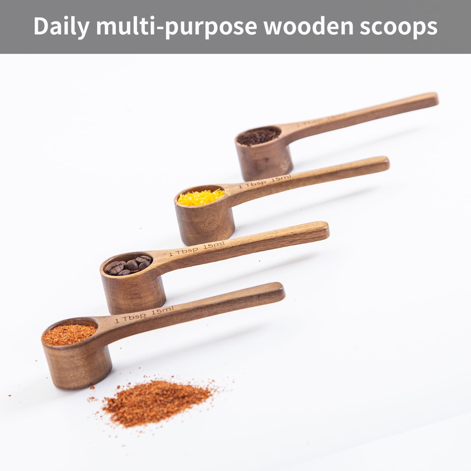 MornHalo acacia wood scoop for seasonings and tea preserves flavor while measuring