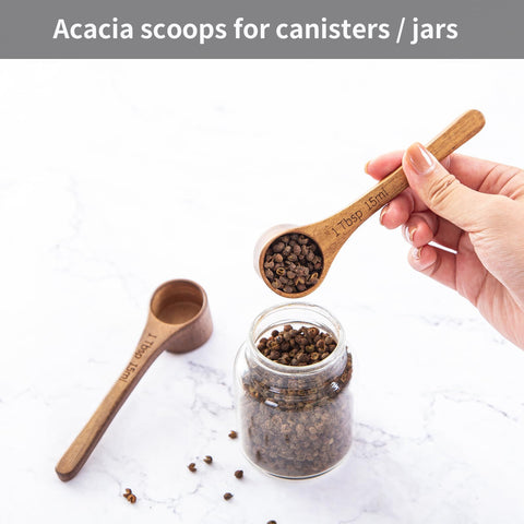 MornHalo acacia wood scoop is safe on cups and bowls and won't scratch
