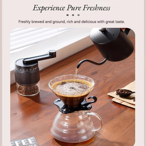 Morphcontainer Manual Coffee Grinder with 18-settings dial for tailored brews.