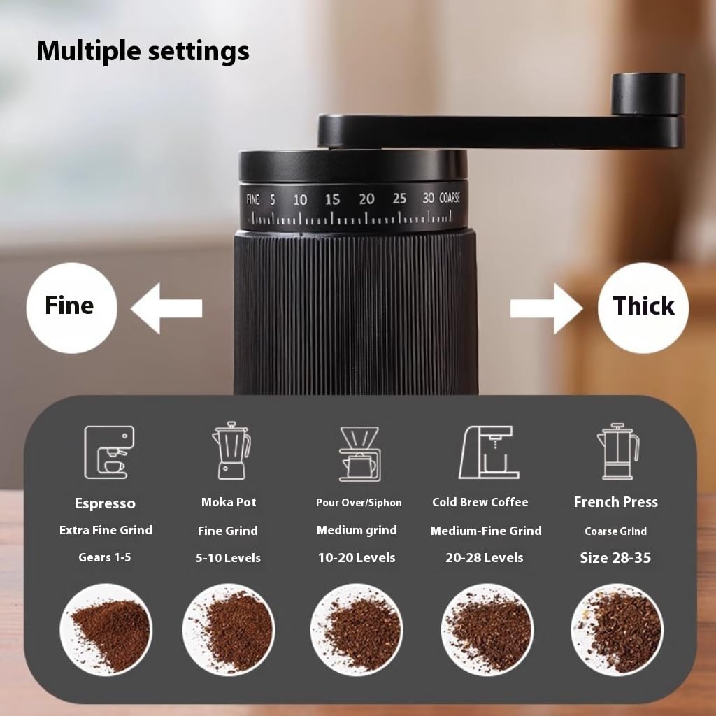 Morphcontainer Manual Coffee Grinder 100g hopper capacity for larger brews.