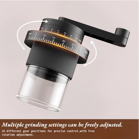 Morphcontainer Manual Coffee Grinder kit contents: brush, scoop, and filters for ready brewing.