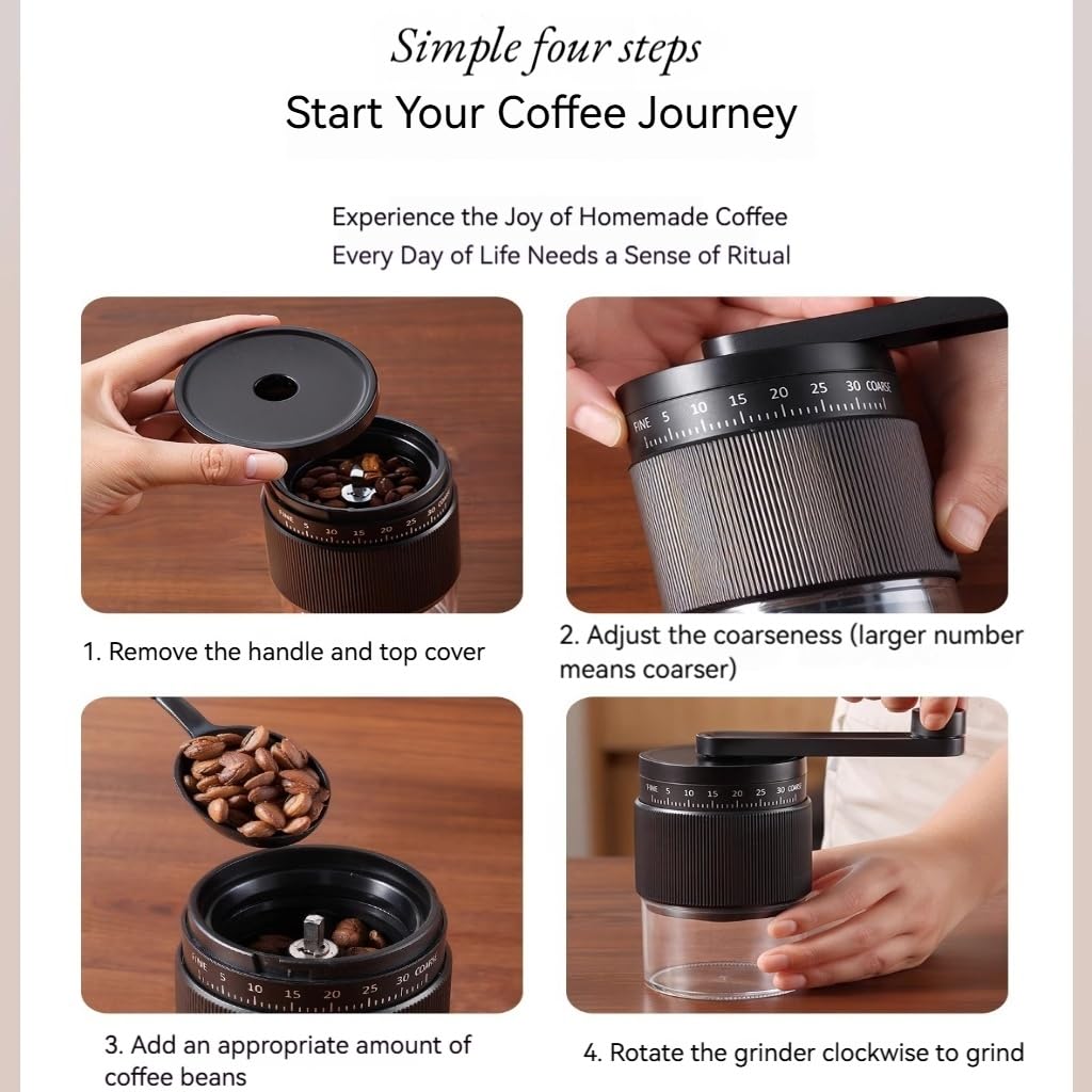 Morphcontainer Manual Coffee Grinder portable hand crank for travel and camping.