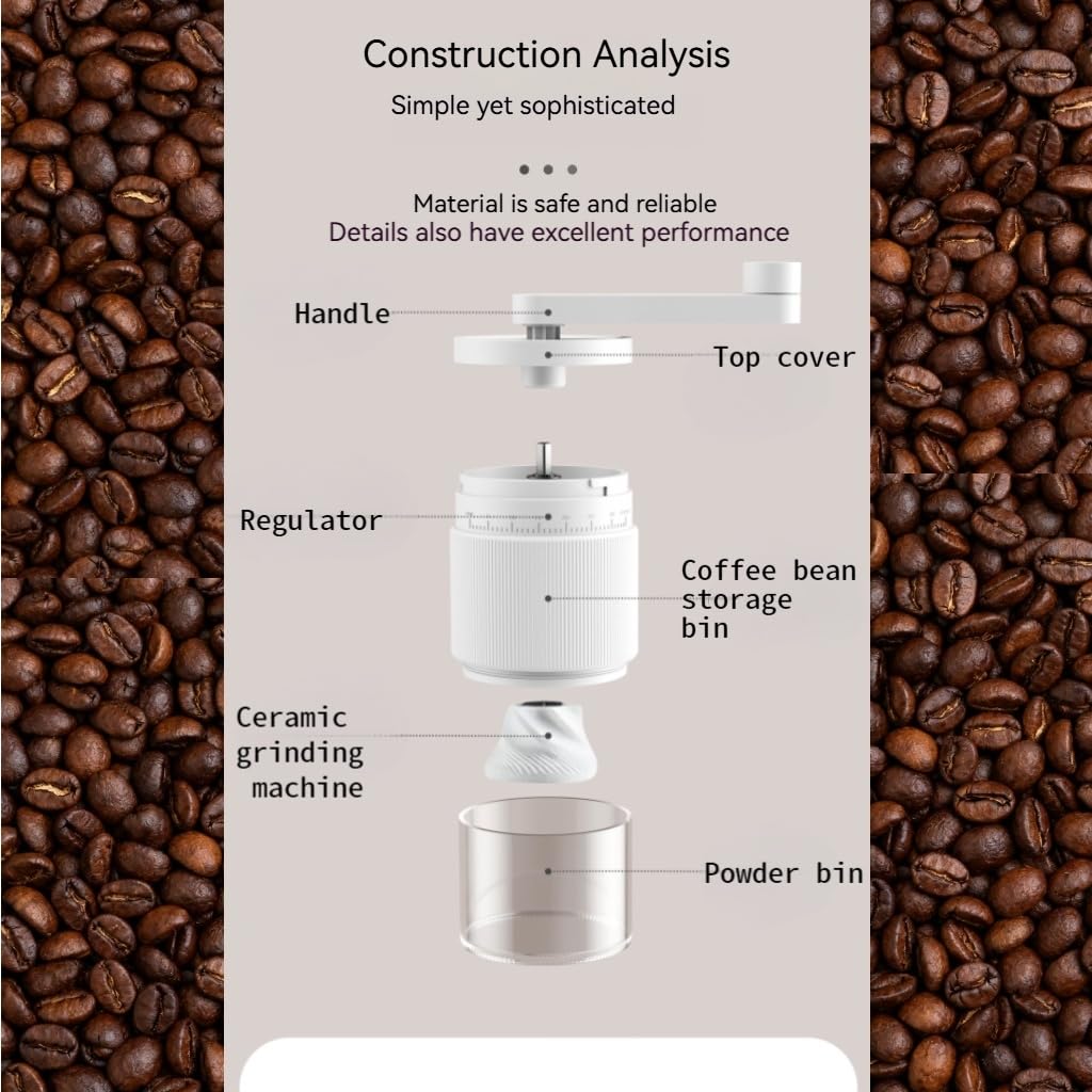 Morphcontainer Manual Coffee Grinder included travel pouch for on-the-go grinding.
